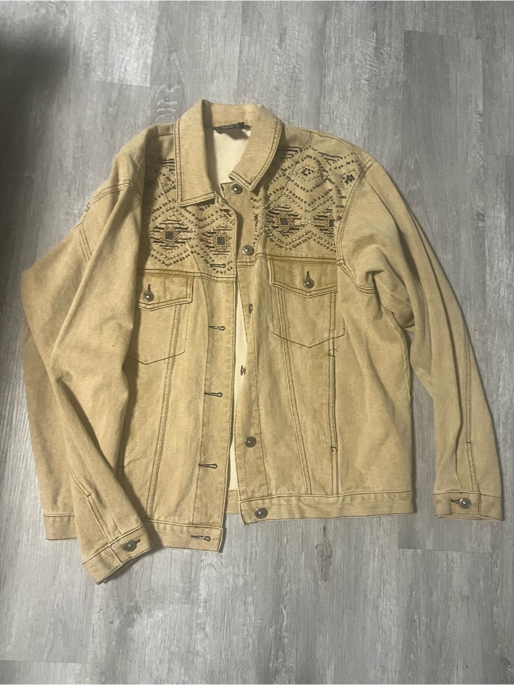 Carole Little Tan Embroidered Lightweight Jacket